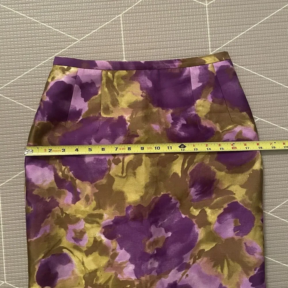 Michael Kors Silk‎ Wool Blend Pencil Skirt Sz 4 Gardenia Floral Print